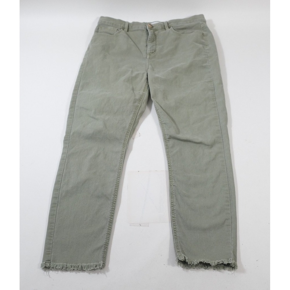 Loft Pants Womens 10 Green High‎ Waist Skinny Crop Frayed Raw Hem Casual Stretch